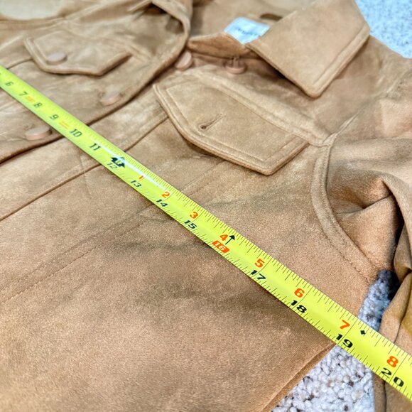 INDUSTRY Camel Women's Faux Suede Puff Sleeve Jacket NWT L - Picture 6 of 11
